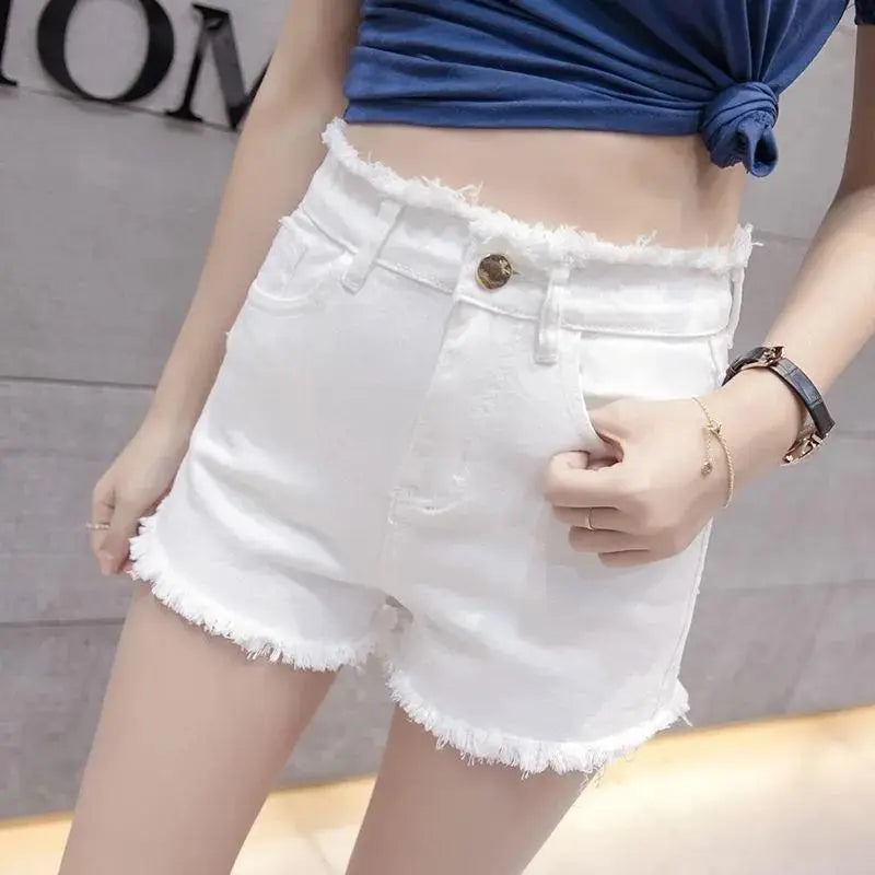 618 Women Clothing Fashion Casual Simplicity Elegant Loose Solid Color Shorts Jeans Buttons Zipper Versatile for Spring Shorts
